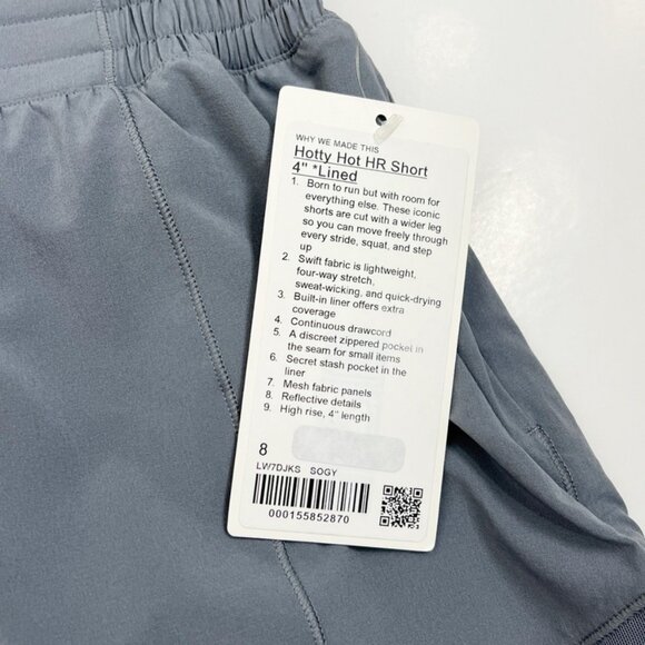 Lululemon NWT Hotty Hot High-Rise Lined Short 4" Solar Grey - Picture 5 of 8